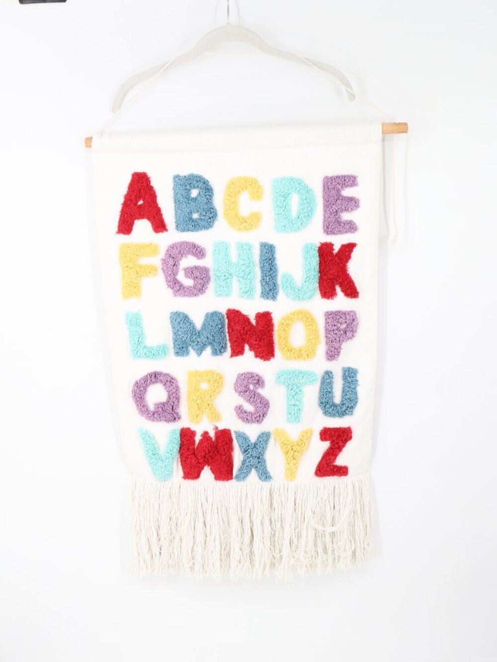 Wall Tapestry Tuffed ABC's Tassel Hanging Wall Art Kids Nursery Rainbow Colorful
